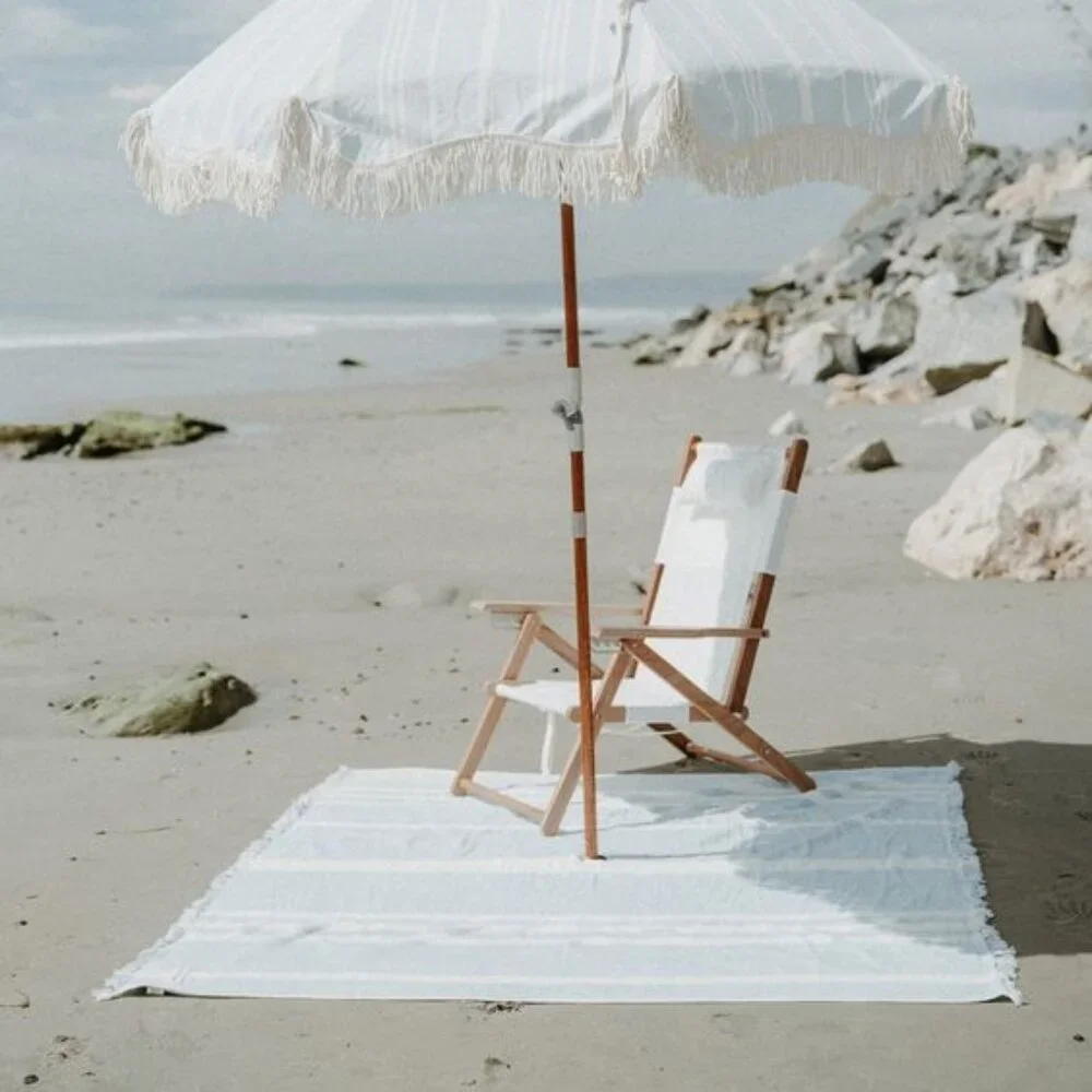 Business & Pleasure Beach Blanket in Vintage Blue Stripe